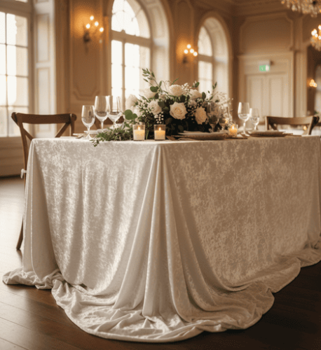 Bambalinas de mesa decorando un evento con elegancia y estilo