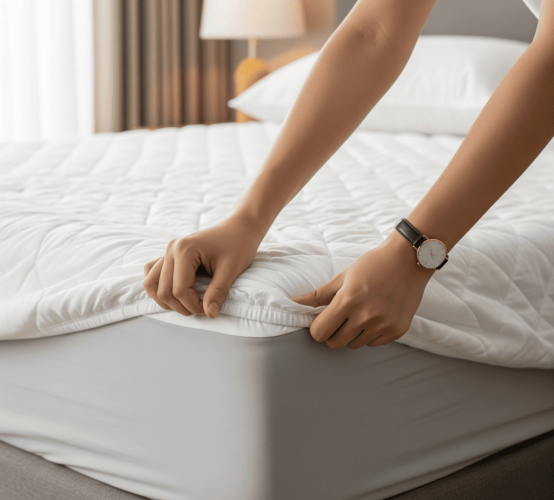 Protectores de cama blanco higiénico y durable para hotelería