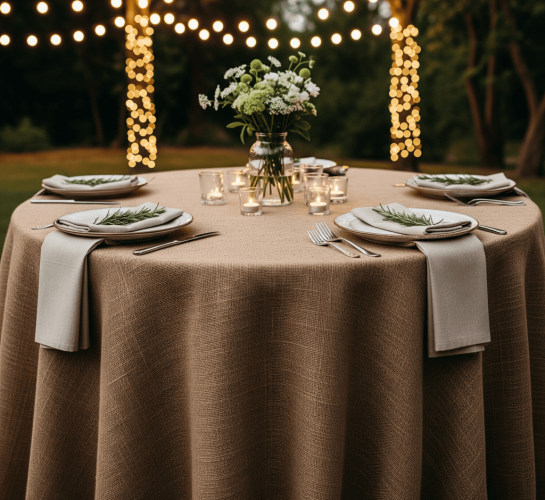 Mantel de yute elegante para eventos al mayoreo en México